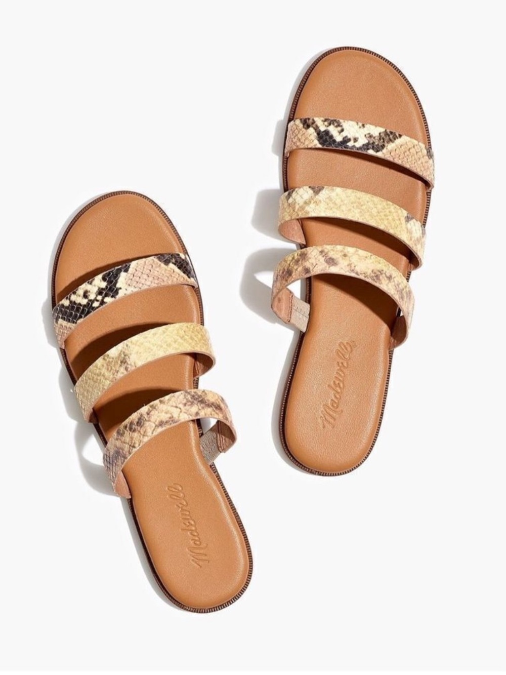 Madewell The Ilana Slide Sandal in Snake Embossed Leather